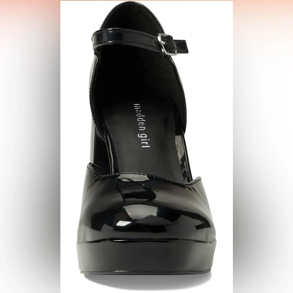 Madden Girl NIB Oliverr Black Patent Leather platform SZ 8.5 - Picture 2 of 10